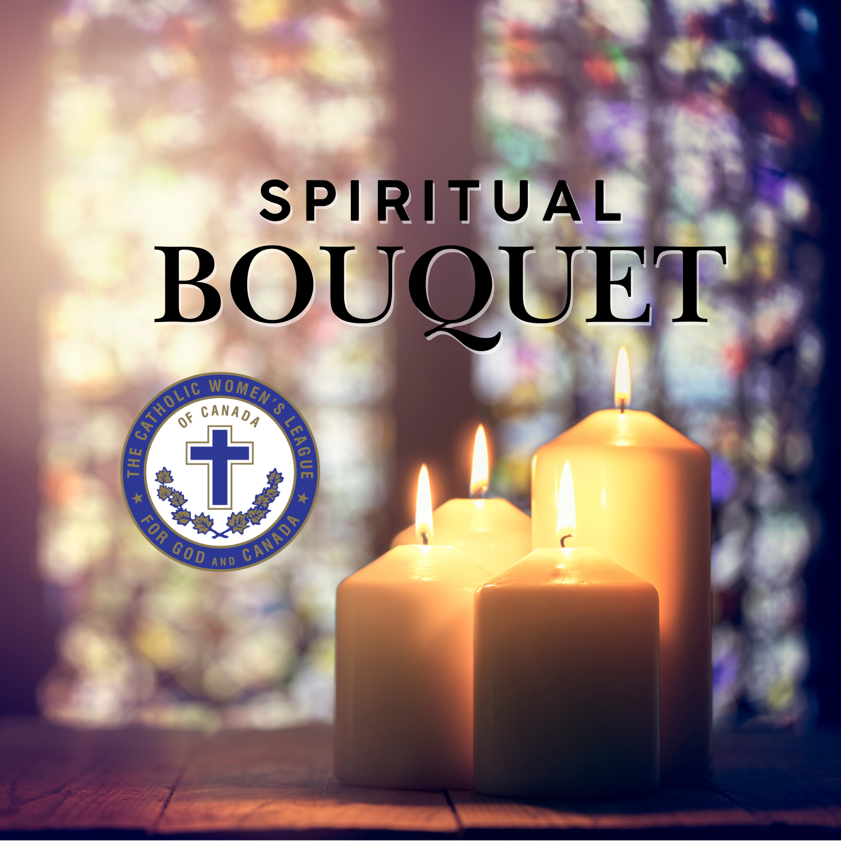 An image of lit candles, with the CWL logo on it for the spiritual bouquet