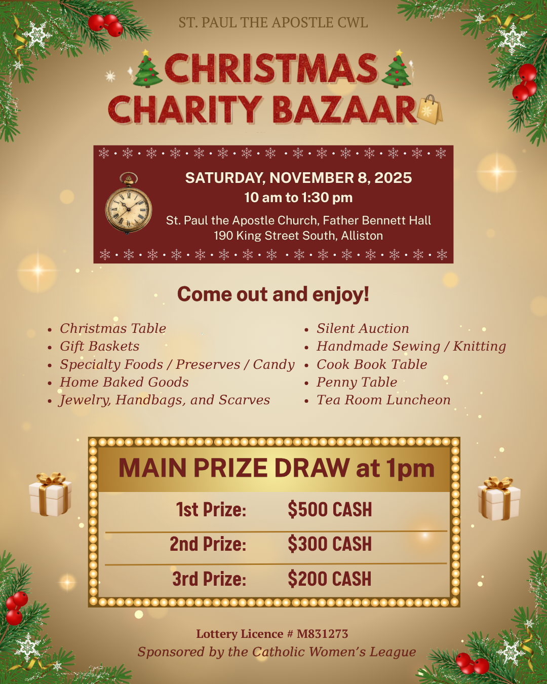 This image has information on the CWL Christmas Bazaar