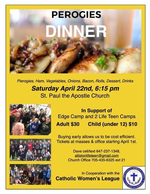 This is the flyer that was displayed for 2023 Pierogi Dinner