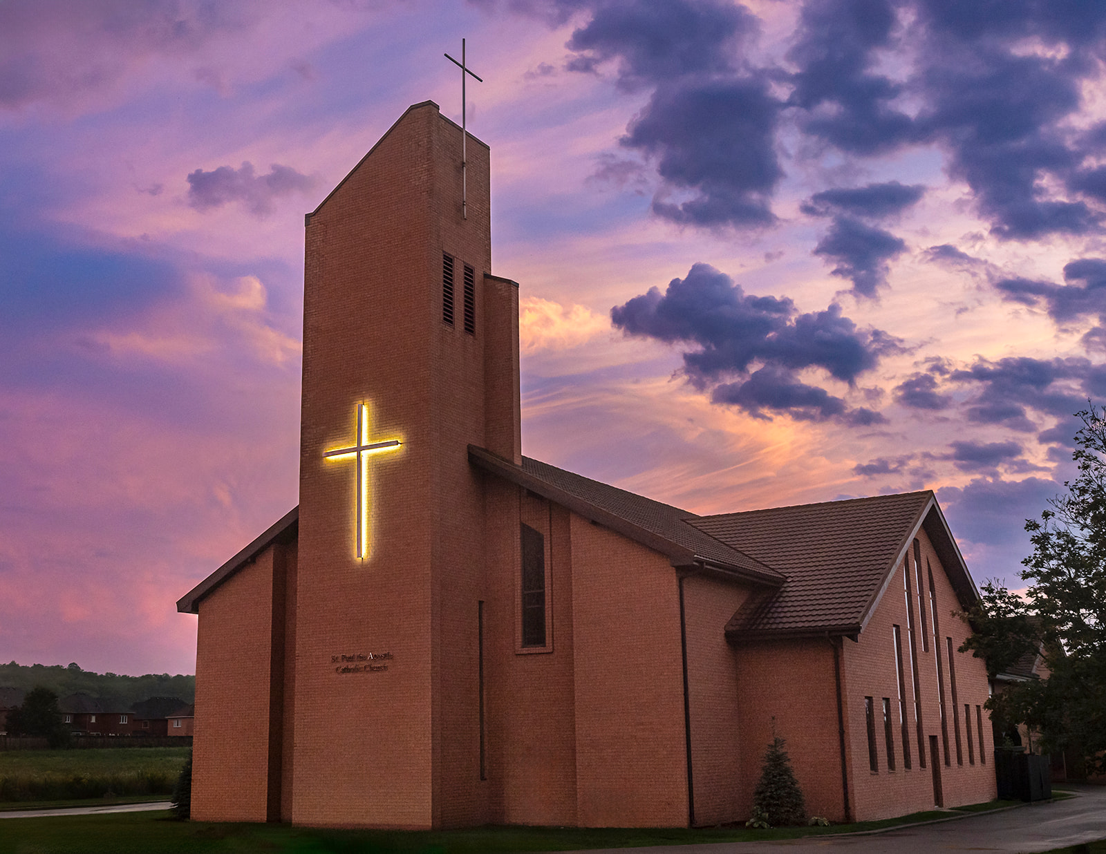 This is a picture of St paul's church, with the new cross that was installed for the 150th celebration.