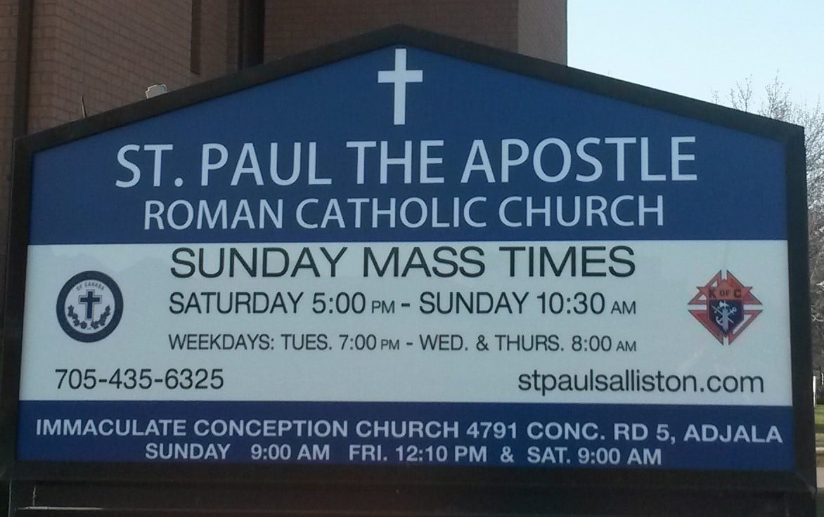 This is an image of the billboard sign found outside of the church.